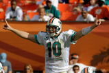 MIAMI, FL - JANUARY 4:  Quarterback Chad Pennington #10 of the Miami Dolphins directs play against the Baltimore Ravens during their AFC Wild Card Game at Dolphins Stadium on January 4, 2009 in Miami, Floirda.  (Photo by Al Messerschmidt/Getty Images)
