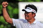 CHASKA, MN - AUGUST 16:  Y.E. Yang of South Korea celebrates after holing out for eagle on the 14th hole during the final round of the 91st PGA Championship at Hazeltine National Golf Club on August 16, 2009 in Chaska, Minnesota.  (Photo by Stuart Franklin/Getty Images)