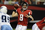 ATLANTA - AUGUST 22: Quarterback Chris Redman #8 of the Atlanta Falcons sets to pass against the Tennessee Titans at the Georgia Dome on August 22, 2008 in Atlanta, Georgia. (Photo by Al Messerschmidt/Getty Images)