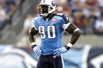 NASHVILLE, TN - AUGUST 15: Jevon Kearse #90 of the Tennessee Titans looks on against the Tampa Bay Buccaneers during a preseason NFL game at LP Field on August 15, 2009 in Nashville, Tennessee. The Titans beat the Buccaneers 27-20. (Photo by Joe Murphy/Getty Images) 