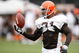 BEREA, OH - AUGUST 07: Jamal Lewis #31 of the Cleveland Browns flips the ball in the air during training camp at the Cleveland Browns Training and Administrative Complex on August 7, 2009 in Berea, Ohio.  (Photo by Gregory Shamus/Getty Images)