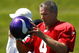 EDEN PRAIRIE, MN - AUGUST 18:  Brett Favre #4 finishes a passing drill during a Minnesota Vikings practice session on August 18, 2009 at Winter Park in Eden Prairie, Minnesota. Favre has reportedly agreed to play for the Vikings, a reversal of his announced retirement.  (Photo by Scott A. Schneider/Getty Images)