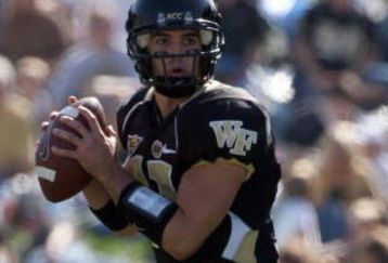 WINSTON SALEM, NC - OCTOBER 27:  Riley Skinner #11 the Quarterback of the Wake Forest Demon Deacons during the ACC game at the Groves Stadium, on October 27, 2007 in Winston Salem,North Carolina.  (Photo by David Cannon/Getty Images)