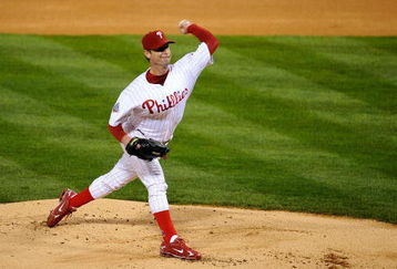 PHILADELPHIA - OCTOBER 25:  Jamie Moyer #50 of the Philadelphia Phillies throws a pitch against the Tampa Bay Rays during game three of the 2008 MLB World Series on October 25, 2008 at Citizens Bank Park in Philadelphia, Pennsylvania.  (Photo by Jeff Zelevansky/Getty Images)