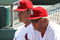 JUPITER, FL - MARCH 2:  Manager Tony La Russa #10 (L) and pitching coach Dave Duncan #18 of the St. Louis Cardinals watch as the New York Mets take a four run lead in the first inning during a spring training game at Roger Dean Stadium on March 2, 2006 in Jupiter, Florida. The Mets defeated the Cards 12-7.  (Photo by Doug Benc/Getty Images)