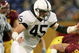 MINNEAPOLIS, MN - OCTOBER 07:  Tight end Matt Spaeth #89 of the Minnesota Golden Gophers is tackled by Anthony Scirrotto #7 and Sean Lee #45 of the Penn State Nittany Lions as Penn State defeated Minnesota 28-27 in overtime on October 7, 2006 at the Metrodome in Minneapolis, Minnesota.  (Photo by Doug Pensinger/Getty Images)