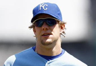 KANSAS CITY, MO - APRIL 27:  Alex Gordon #4 of the Kansas City Royals moves on the field during the MLB game against the Toronto Blue Jays on April 27, 2008 at Kauffman Stadium in Kansas City, Missouri. (Photo by G. Newman Lowrance/Getty Images)