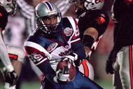 26 Nov 2000: Kevin Alexander #88 of the Montreal Alouettes makes it into the endzone with the ball during the Grey Cup 2000 game against the British Columbia Lions at the McMahon Stadium in Calgary, Alberta, Canada. The Lions defeated the Alouettes 28-26.Mandatory Credit: Craig Klem /Allsport