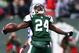EAST RUTHERFORD, NJ - DECEMBER 14: Darrelle Revis #24 of the New York Jets celebrates making a game saving interception in the closing minutes of regulation preserving a 31-27 win against the Buffalo Bills during their game on December 14, 2008 at Giants Stadium in East Rutherford, New Jersey. (Photo by Al Bello/Getty Images)