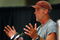 EDEN PRAIRIE, MN - AUGUST 18: Brett Favre talks with the media after his first practice with the Minnesota Vikings on August 18, 2009 at Winter Park in Eden Prairie, Minnesota.  (Photo by Scott A. Schneider/Getty Images)