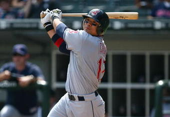 CHICAGO - AUGUST 09: Shin-soo Choo #17 of the Cleveland Indians hits a double in the 7th inning against the Chicago White Sox on August 9, 2009 at U.S. Cellular Field in Chicago, Illinois. The Indians defeated the White Sox 8-4. (Photo by Jonathan Daniel/Getty Images)