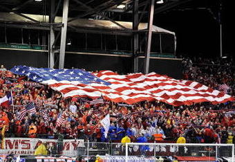 COLUMBUS, OH - FEBRUARY 11:  General view of Sam's Army rooting section during the USA game against Mexico during a FIFA 2010 World Cup qualifying match in the CONCACAF region on February 11, 2009 at Columbus Crew Stadium in Columbus, Ohio. (Photo by Jamie Sabau/Getty Images)