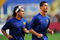 ROME - MAY 26:  Carlos Tevez and Cristiano Ronaldo of Manchester United run as they attend the Manchester United training session prior to UEFA Champions League Final versus Barcelona at the Stadio Olimpico on May 26, 2009 in Rome, Italy.  (Photo by Shaun Botterill/Getty Images)