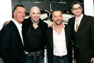 LONDON - JANUARY 17:  (UK TABLOID NEWSPAPERS OUT) (L-R) Brothers and co-owners of the Ultimate Fighting Championship Frank (L) and Lorenzo Fertitta (2nd R), UFC president Dana White (2nd L) and photographer Kevin Lynch attend the 'Octagon' private view at Hamilton's gallery on January 17, 2007 in London, England.  The exhibition showcases work by Lynch documenting the world of Ultimate Fighter Championship (UFC) events.  (Photo by Claire Greenway/Getty Images)