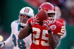 KANSAS CITY, MO - DECEMBER 21:  Jamaal Charles #25 of the Kansas City Chiefs carries the ball during the game against the Miami Dolphins on December 21, 2008 at Arrowhead Stadium in Kansas City, Missouri. (Photo by Jamie Squire/Getty Images)