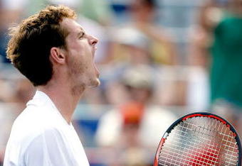 MONTREAL, QC - AUGUST 16:  Andy Murray of Great Britain celebrates winning the second set against Juan Martin Del Potro of Argentina during the final of the Rogers Cup at Uniprix Stadium on August 16, 2009 in Montreal, Canada.  (Photo by Matthew Stockman/Getty Images)