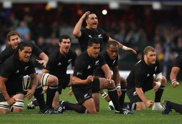 DURBAN, SOUTH AFRICA - AUGUST 01:  The All Blacks perform the Haka during the Tri Nations match between South Africa and the All Blacks at the Absa Stadium on August 1, 2009 in Durban, South Africa.  (Photo by David Rogers/Getty Images)