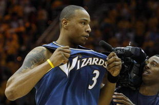 CLEVELAND - APRIL 30: Caron Butler #3 of the Washington Wizards celebrates a 88-87 victory over the Cleveland Cavaliers in Game Five of the Eastern Conference Quarterfinals during the 2008 NBA Playoffs at Quicken Loans Arena on April 30, 2008 in Cleveland, Ohio.  NOTE TO USER: User expressly acknowledges and agrees that, by downloading and or using this photograph, User is consenting to the terms and conditions of the Getty Images License Agreement.  (Photo by Gregory Shamus/Getty Images)