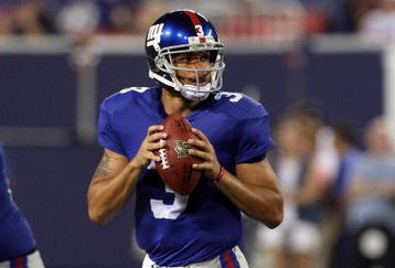 EAST RUTHERFORD, NJ - AUGUST 17:  Andre Woodson #3 of the New York Giants throws against the Carolina Panthers on August 17, 2009 at Giants Stadium in East Rutherford, New Jersey. The Giants defeated the Panthers 24-17.  (Photo by Jim McIsaac/Getty Images)