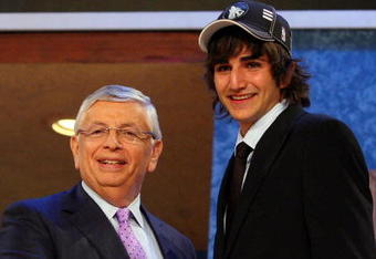 NEW YORK - JUNE 25:  NBA Commissioner David Stern poses for a photograph with the fifth overall draft pick by the Minnesota Timberwolves,  Ricky Rubio during the 2009 NBA Draft at the Wamu Theatre at Madison Square Garden June 25, 2009 in New York City. NOTE TO USER: User expressly acknowledges and agrees that, by downloading and/or using this Photograph, User is consenting to the terms and conditions of the Getty Images License Agreement.  (Photo by Jim McIsaac/Getty Images)