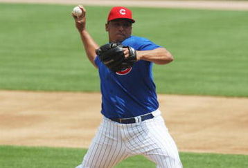 CHICAGO - JULY 03:  Carlos Zambrano  #38 of the Chicago Cubs throws a pitch against the Milwaukee Brewers during their MLB game on July 3, 2009 at Wrigley Field in Chicago, Illinois. (Photo by Jonathan Daniel/Getty Images) 
