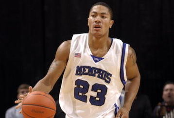 MEMPHIS, TN - MARCH 15: Derrick Rose #23 of the Memphis Tigers brings the ball upcourt against the Tulsa Golden Hurricane during the finals of the Conference USA Basketball Tournament at FedExForum on March 15, 2008 in Memphis, Tennessee. Memphis beat Tulsa 77-51. (Photo by Joe Murphy/Getty Images)