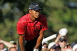 CHASKA, MN - AUGUST 16:  Tiger Woods reacts to his poor tee shot on the 17th hole during the final round of the 91st PGA Championship at Hazeltine National Golf Club on August 16, 2009 in Chaska, Minnesota.  (Photo by Jamie Squire/Getty Images)