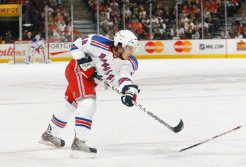 OTTAWA - SEPTEMBER 20:  Michael Del Zotto #48 of the New York Rangers follows through on his shot during a game against the Ottawa Senators on September 20, 2008 at the Scotiabank Place in Ottawa, Canada.  The Ottawa Senators defeated the New York Rangers 3-2.  (Photo by Phillip MacCallum/Getty Images)