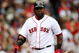 BOSTON - AUGUST 13: David Ortiz #34 of the Boston Red Sox reacts after striking out in the ninth inning during the game against the Detroit Tigers at Fenway Park on August 13, 2009 in Boston, Massachusetts. (Photo by Elsa/Getty Images)