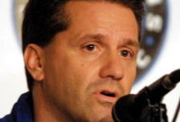 19 Nov 2001:   Head coach John Calipari of the University of Memphis talks with the media during a press conference for the Guardians Classic in Kansas City, Missouri.   DIGITAL IMAGE Mandatory Credit: Ronald Martinez/ALLSPORT