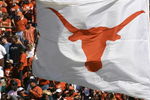 WACO. TX - NOVEMBER 5:  The longhorn flag of the Texas Longhorns waves in the crowd during the game against the Baylor Bears on November 5, 2005 at Floyd Casey Stadium in Waco, Texas.  Texas won 62-0. (Photo by Stephen Dunn /Getty Images)