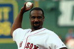 BOSTON - JULY 28:  Former Boston Red Sox outfielder Jim Rice throws out the ceremonial first pitch before the Red Sox game against the Oakland Athletics at Fenway Park July 28, 2009 in Boston, Massachusetts. Rice's number was retired in a pre-game ceremony. (Photo by Elsa/Getty Images)