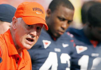 CHARLOTTESVILLE, VA - AUGUST 30:  Head coach Al Groh  of the Virginia Cavaliers looks on during the game against the Southern California Trojans at Scott Stadium on August 30, 2008 in Charlottesville, Virginia.  (Photo by Kevin C. Cox/Getty Images)