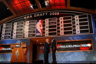 NEW YORK - JUNE 25:  NBA Commissioner David Stern poses for a photograph with the seventeenth overall draft pick by the Philadelphia 76ers,  Jrue Holiday during the 2009 NBA Draft at the Wamu Theatre at Madison Square Garden June 25, 2009 in New York City. NOTE TO USER: User expressly acknowledges and agrees that, by downloading and/or using this Photograph, User is consenting to the terms and conditions of the Getty Images License Agreement.  (Photo by Jim McIsaac/Getty Images)
