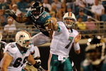 JACKSONVILLE, FL - AUGUST 16:  Quarterback Chad Henne #7 of the Miami Dolphins throws a pass in a game against the Jacksonville Jaguars at Jacksonville Municipal Stadium on August 16, 2008 in Jacksonville, Florida.  (Photo by Sam Greenwood/Getty Images)