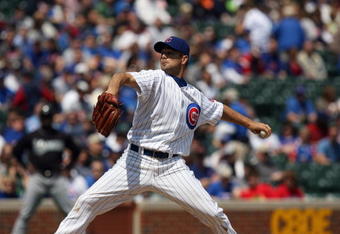 CHICAGO - MAY 2:  Ted Lilly #30 of the Chicago Cubs pitches against the Florida Marlins during the game on May 2, 2009 at Wrigley Field in Chicago, Illinois. (Photo by Jonathan Daniel/Getty Images) 