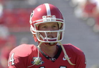 ATHENS, GA - SEPTEMBER 29: Quarterback Joe Cox #14 of  the Georgia Bulldogs warms up before play against the Mississippi  Rebels at Sanford Stadium on September 29, 2007 in Athens, Georgia.  Georgia won 45 - 17. (Photo by Al Messerschmidt/Getty Images)