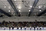 WOODRIDGE, IL - AUGUST 18:  Players skate during the USA Olympic Men's Ice Hockey Orientation Camp on August 18, 2009 at Seven Bridges Ice Arena in Woodridge, Illinois.  (Photo by Jamie Squire/Getty Images)