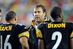 LANDOVER, MD - AUGUST 22:  Ben Roethlisberger #7 of the Pittsburgh Steelers talks to Charlie Batch #16 and Dennis Dixon #2 during the game against the Washington Redskins at Fed Ex Field on August 22, 2009 in Landover, Maryland.  (Photo by Greg Fiume/Getty Images)