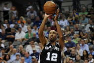 DALLAS - APRIL 25:  Guard Bruce Bowen #12 of the San Antonio Spurs during play against the Dallas Mavericks in Game Four of the Western Conference Quarterfinals during the 2009 NBA Playoffs at American Airlines Center on April 25, 2009 in Dallas, Texas. NOTE TO USER: User expressly acknowledges and agrees that, by downloading and or using this photograph, User is consenting to the terms and conditions of the Getty Images License Agreement.  (Photo by Ronald Martinez/Getty Images)