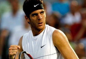 MONTREAL, QC - AUGUST 15:  Juan Martin Del Potro of Argentina celebrates breaking Andy Roddick of the United States in the second set during the semifinals of the Rogers Cup at Uniprix Stadium on August 15, 2009 in Montreal, Canada.  (Photo by Matthew Stockman/Getty Images)