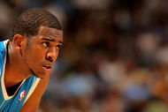 DENVER - APRIL 29: Chris Paul #3 of the New Orleans Hornets awaits action against the Denver Nuggets in Game Five of the Western Conference Quarterfinals during the 2009 NBA Playoffs at Pepsi Center on April 29, 2009 in Denver, Colorado. The Nuggets defeated the Hornets 107-86 to advance to the Western Conference Semifinals against Dallas. NOTE TO USER: User expressly acknowledges and agrees that, by downloading and or using this photograph, User is consenting to the terms and conditions of the Getty Images License Agreement. (Photo by Doug Pensinger/Getty Images)