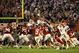 MIAMI - JANUARY 08:  Carlos Dunlap #8 of the Florida Gators blocks a 49-yard field goal attempt in the third quarter by Jimmy Stevens #17 of the Oklahoma Sooners during the FedEx BCS National Championship game at Dolphin Stadium on January 8, 2009 in Miami, Florida.  (Photo by Doug Benc/Getty Images)