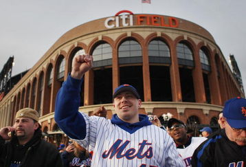 NEW YORK - APRIL 13:  Fans stand outside before the start of the Opening Day game between the San Diego Padres and the New York Mets at Citi Field on April 13, 2009 in the Flushing neighborhood of the Queens borough of New York City. This is the first regular season MLB game being played at the new venue which replaced Shea stadium as the Mets home field.  (Photo by Spencer Platt/Getty Images)