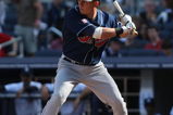 NEW YORK - APRIL 18:  Asdrubal Cabrera #13 of the Cleveland Indians at bat against the New York Yankees at Yankee Stadium on April 18, 2009 in the Bronx borough of New York City.  (Photo by Nick Laham/Getty Images)