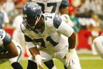 GLENDALE, AZ - SEPTEMBER 16:  Walter Jones #71 of the Seattle Seahawks gets set to block against the Arizona Cardinals at University of Phoenix Stadium on September 16, 2007 in Glendale, Arizona.  The Cardinals defeated the Seahawks 23-20. (Photo by Kevin Terrell/Getty Images)