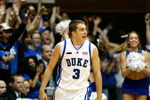 DURHAM, NC - NOVEMBER 27:  Greg Paulus #3 of the Duke Blue Devils reacts after scoring a three-point basket against the Wisconsin Badgers during the first half at Cameron Indoor Stadium on November 27, 2007 in Durham, North Carolina.  Duke defeated Wisconsin 82-58.  (Photo by Kevin C. Cox/Getty Images)