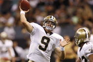 NEW ORLEANS - AUGUST 14: Quarterback Drew Brees #9 of the New Orleans Saints throws a touchdown pass to tight end Jeremy Shockey (not pictured) during a preseason game against the Cincinnati Bengals on August 14, 2009 at the Superdome in New Orleans, Louisiana. (Photo by Chris Graythen/Getty Images)