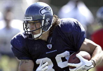 CHENEY, WA - AUGUST 3:  Running back Jesse Lumsden #39 of the Seattle Seahawks gets some running yards during training camp at Eastern Washington University on August 3, 2005 in Cheney, Washington.  (Photo by Jeff T. Green/Getty Images)