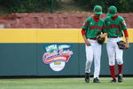 WILLIAMSPORT, PA - AUGUST 24:  Centerfielder Sergio Rodriguez #15 of Mexico is consoled by teammate Eduardo Rodriguez #16 after Sergio was relieved at pitcher in the third inning while taking on the United States during the Little League World Series Championship game at Lamade Stadium on August 24, 2008 in Williamsport, Pennsylvania. The United States defeated Mexico 12-3.  (Photo by Doug Benc/Getty Images)